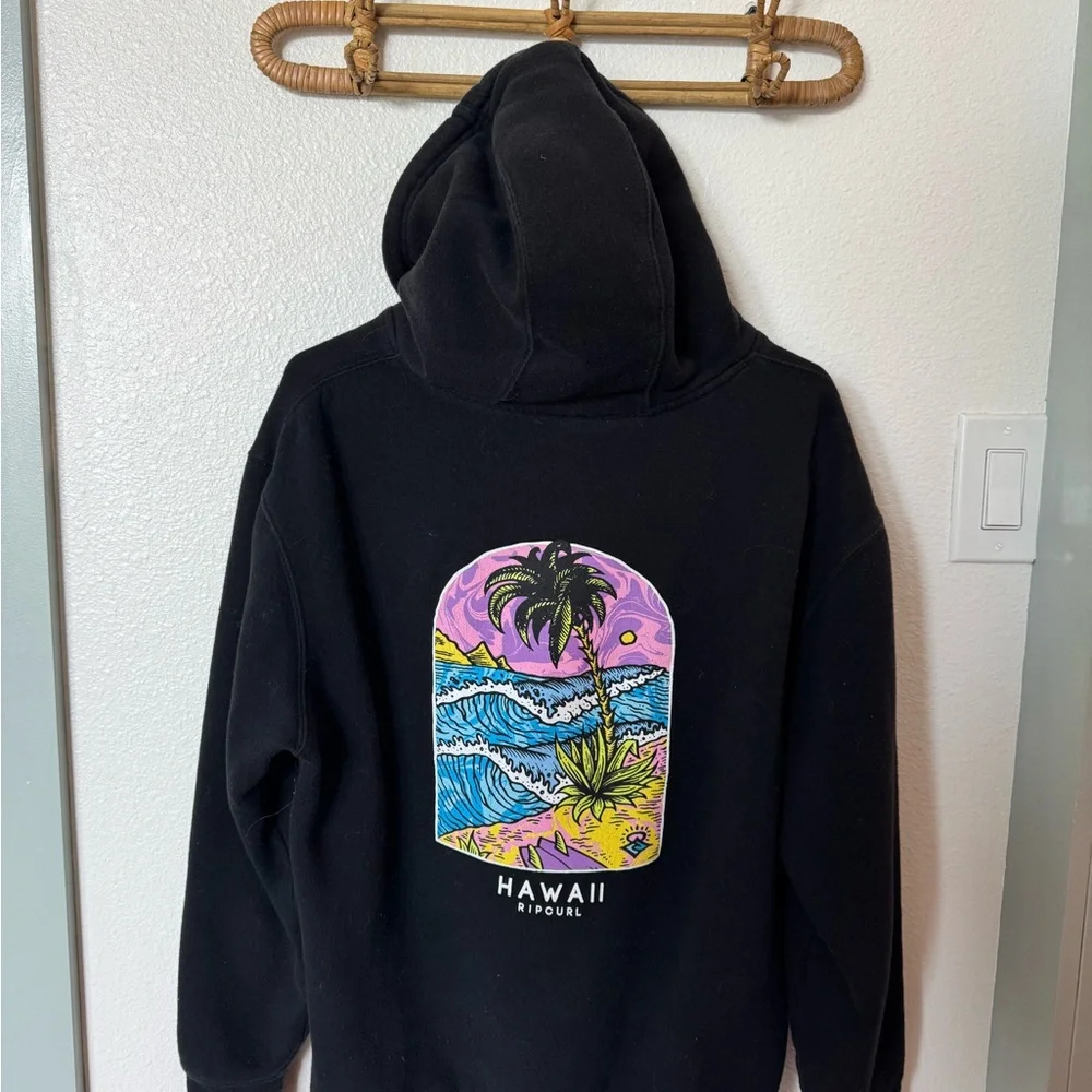 Rip Curl Black womens Hoodie with 'Hawaii' Chest Logo - Picture 2 of 3